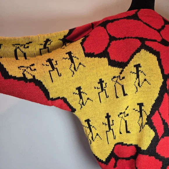 Rare Vtg Esprit Sport Sweater Women's Medium Oversized Geometric Southwestern - Picture 5 of 12